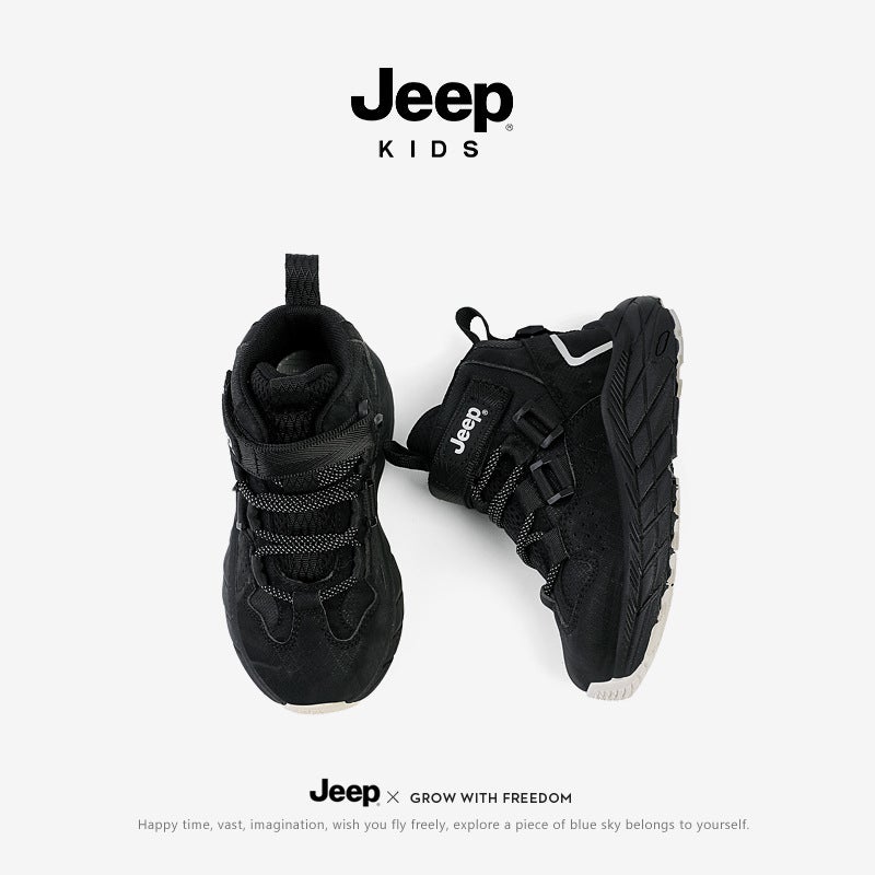 Jeep Boys High-Top Sports Shoes 2025 Autumn New Leather Waterproof Lightweight Dad Shoes Children'S Shoes - Image 3