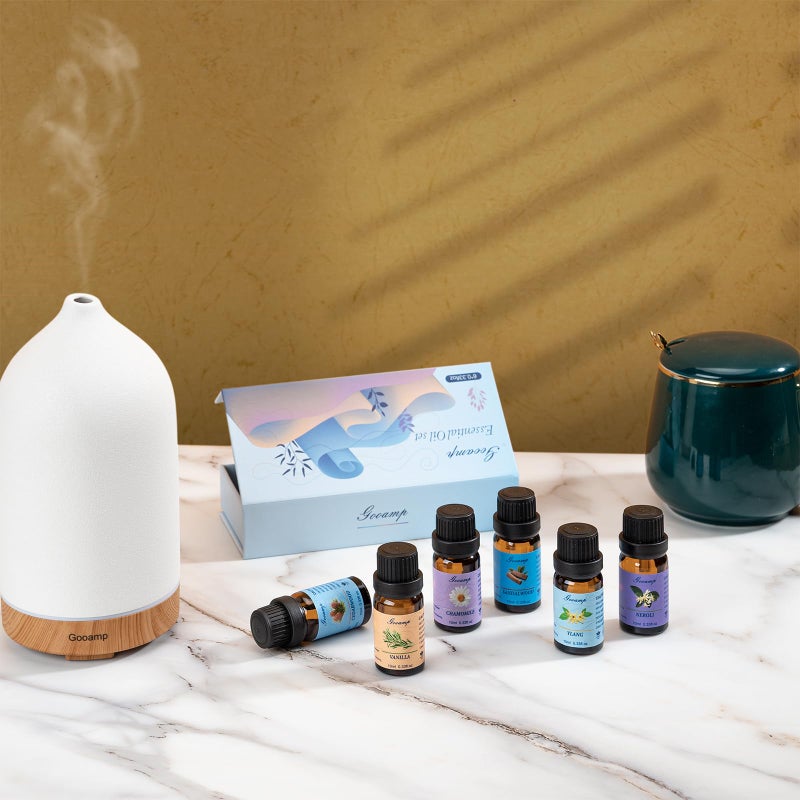 Gooamp Essential Oils Set-Top 6 Organic Blends for Diffusers, Candle Making, Aromatherapy, Humidifiers, Gifts - Vanilla,Neroli,Chamomile, Sandalwood, Ylang,Cedarwood(6X0.33 fl oz) - Image 2