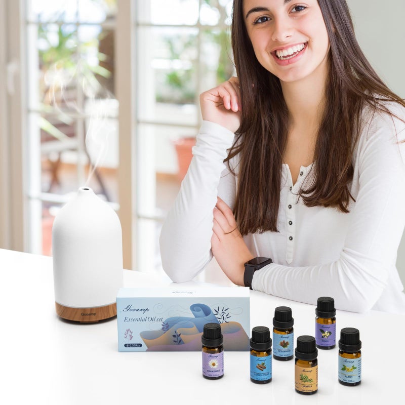 Gooamp Essential Oils Set-Top 6 Organic Blends for Diffusers, Candle Making, Aromatherapy, Humidifiers, Gifts - Vanilla,Neroli,Chamomile, Sandalwood, Ylang,Cedarwood(6X0.33 fl oz) - Image 3