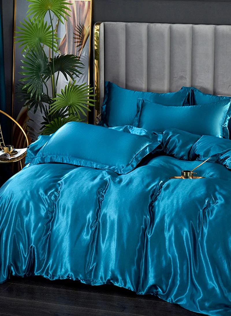 GOOTOY GOOTOY 4-Piece Duvet Cover Set, Quilt Cover Set, Soft Touch & Comfortable, Imitated Silk Fabric, Polyester Fabric, with Fitted Sheet, 2.0m Bed