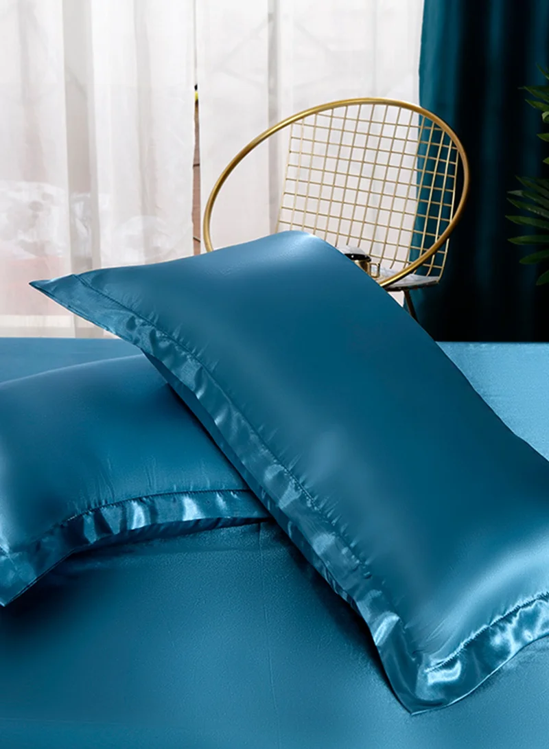 GOOTOY GOOTOY 4-Piece Duvet Cover Set, Quilt Cover Set, Soft Touch & Comfortable, Imitated Silk Fabric, Polyester Fabric, with Fitted Sheet, 2.0m Bed