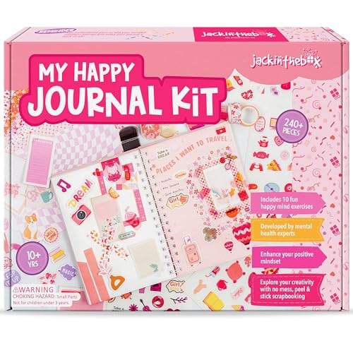 jackinthebox DIY Journal for Girls Ages 8-12, 242 pcs, Journaling kit, Tween Scrapbook, Includes 10 Mental Health Exercises, Girls Diary 8 9 10 11 12 Years - Image 1