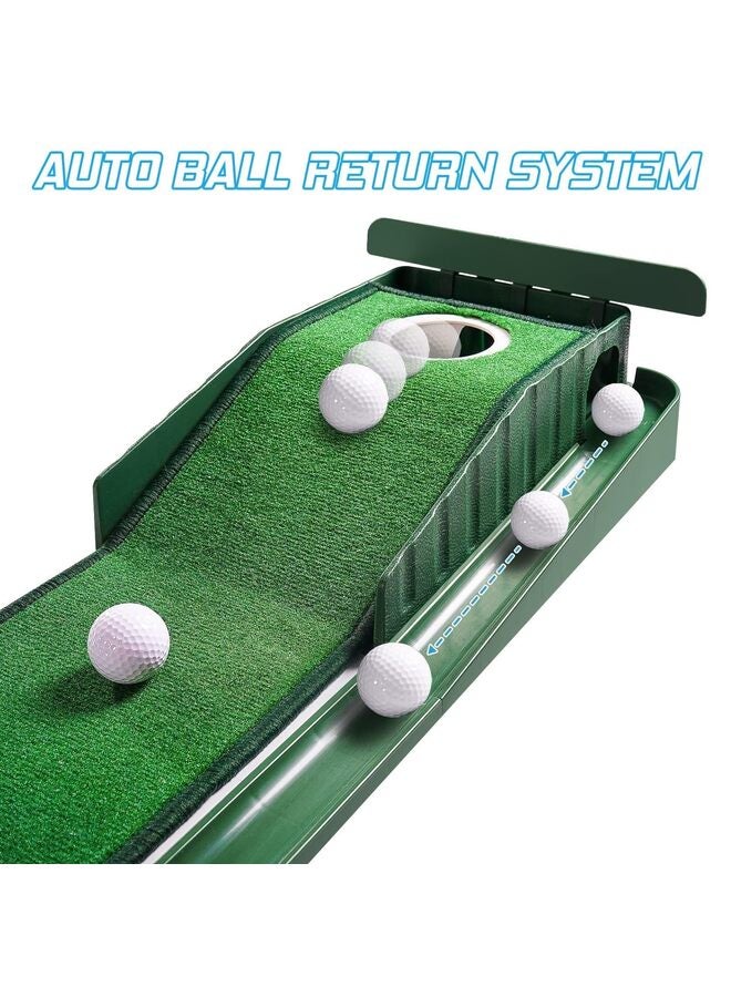 بساط جولف داخلي مسطح بدون نتوءات مع خاصية إعادة الكرة تلقائيًا - قاعدة خشبية صلبة سهلة الطي، سطح مخملي فاخر - مثالي للمنزل أو المكتب وللاعبي الجولف - Image 4