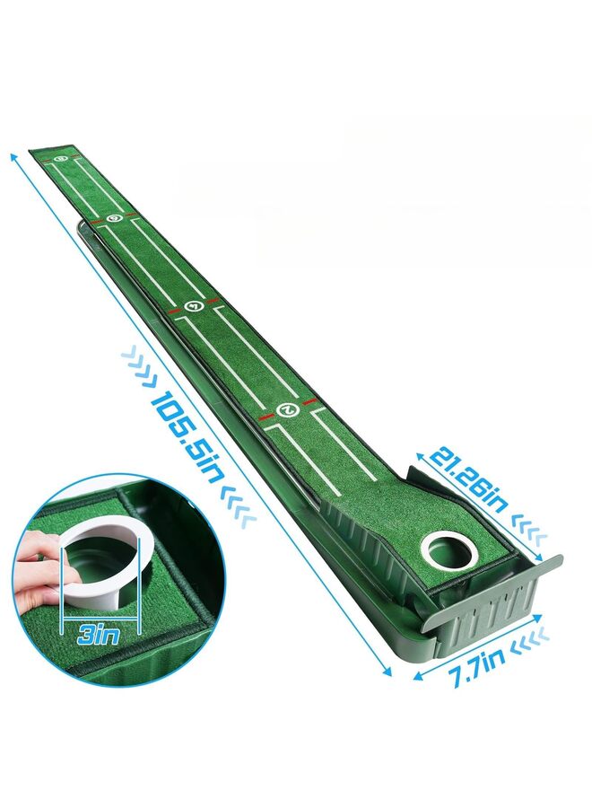 بساط جولف داخلي مسطح بدون نتوءات مع خاصية إعادة الكرة تلقائيًا - قاعدة خشبية صلبة سهلة الطي، سطح مخملي فاخر - مثالي للمنزل أو المكتب وللاعبي الجولف - Image 2