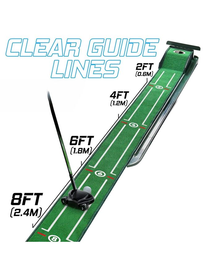 بساط جولف داخلي مسطح بدون نتوءات مع خاصية إعادة الكرة تلقائيًا - قاعدة خشبية صلبة سهلة الطي، سطح مخملي فاخر - مثالي للمنزل أو المكتب وللاعبي الجولف - Image 5
