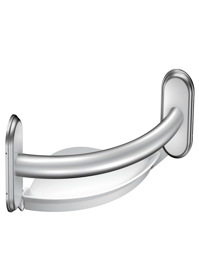 Moen LR2354DCH Bathroom Safety 9-Inch Curved Bathroom Grab Bar with Integrated Corner Shelf, Chrome - Image 1