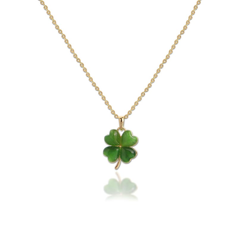 Sonateomber Green Clover Shamrock St.Patrick's Necklaces for Women, Cute Dainty Gold Four Leaf Pendant Chain Choker Day Prom Wedding Accessories Jewelry Gift - Image 1
