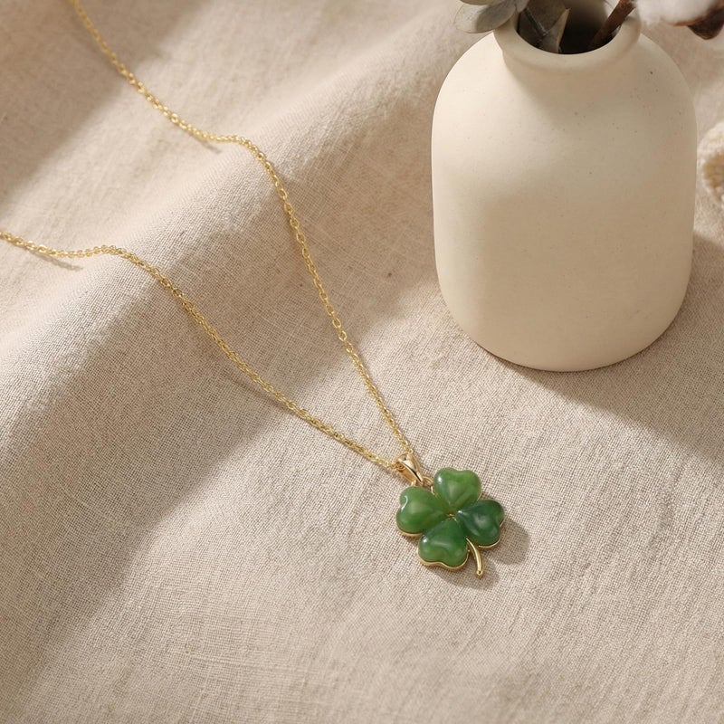Sonateomber Green Clover Shamrock St.Patrick's Necklaces for Women, Cute Dainty Gold Four Leaf Pendant Chain Choker Day Prom Wedding Accessories Jewelry Gift - Image 5
