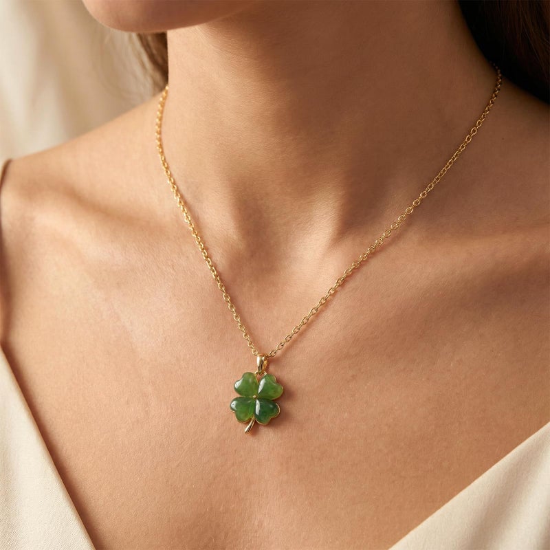 Sonateomber Green Clover Shamrock St.Patrick's Necklaces for Women, Cute Dainty Gold Four Leaf Pendant Chain Choker Day Prom Wedding Accessories Jewelry Gift - Image 2