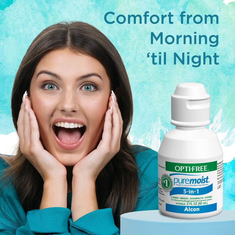 Opti-Free Puremoist Multi-Purpose Contact Lens Cleaning and Disinfecting Solution with Lens Case, 2 Fl Oz (Pack of 1) - Image 3