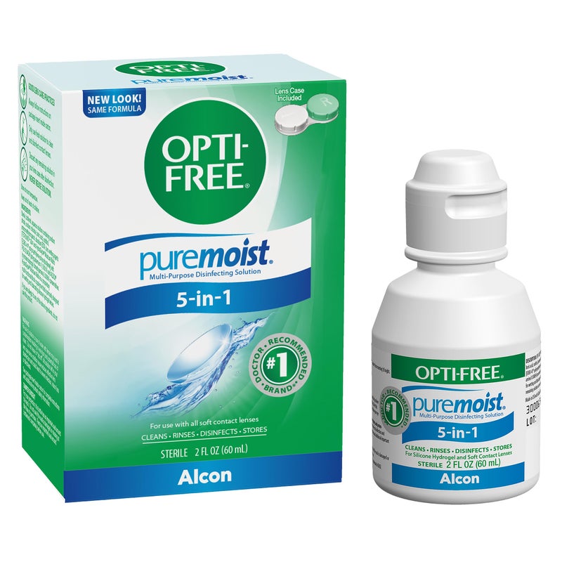 Opti-Free Puremoist Multi-Purpose Contact Lens Cleaning and Disinfecting Solution with Lens Case, 2 Fl Oz (Pack of 1) - Image 1