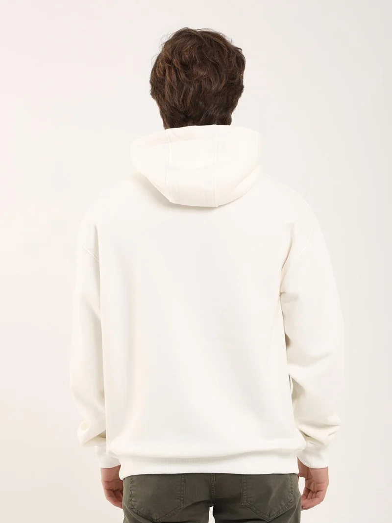 Dufy Ecru Men's Regular Fit Hooded Sweatshirt
