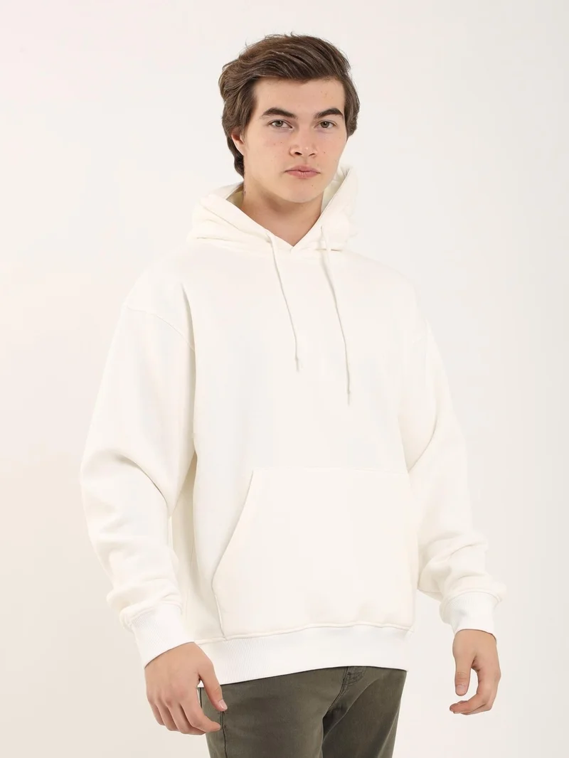 Dufy Ecru Men's Regular Fit Hooded Sweatshirt
