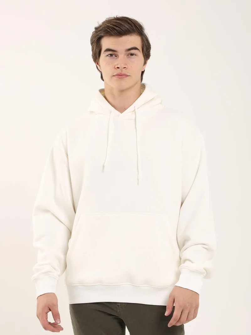 Dufy Ecru Men's Regular Fit Hooded Sweatshirt