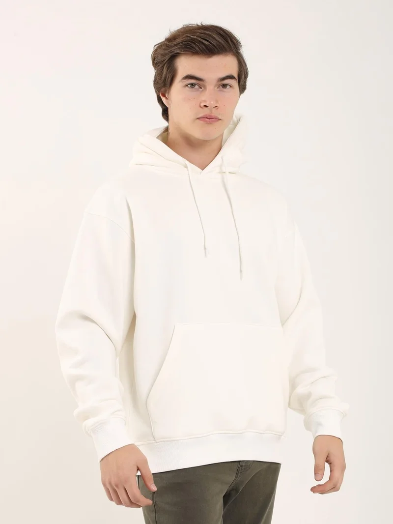 Dufy Ecru Men's Regular Fit Hooded Sweatshirt