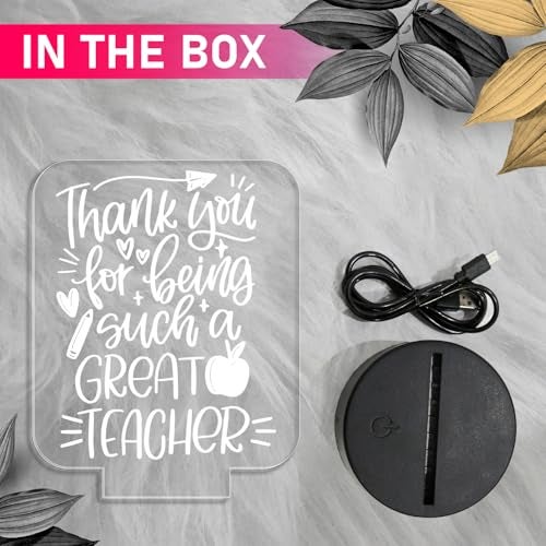 GIFTMEBAZAR Gift Me Bazar Thankyou Gift for Teacher | Best Teacher in The World Gift Lamp | Warm White Light with USB Cable | Teachers Day Gift Items | School Teacher Gift | Desk Table Lamp - Image 5