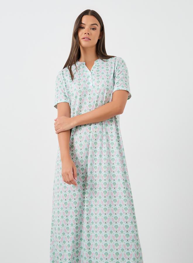 ستايلي قميص نوم قصير مطبوع بالزهور بالكامل - Image 2