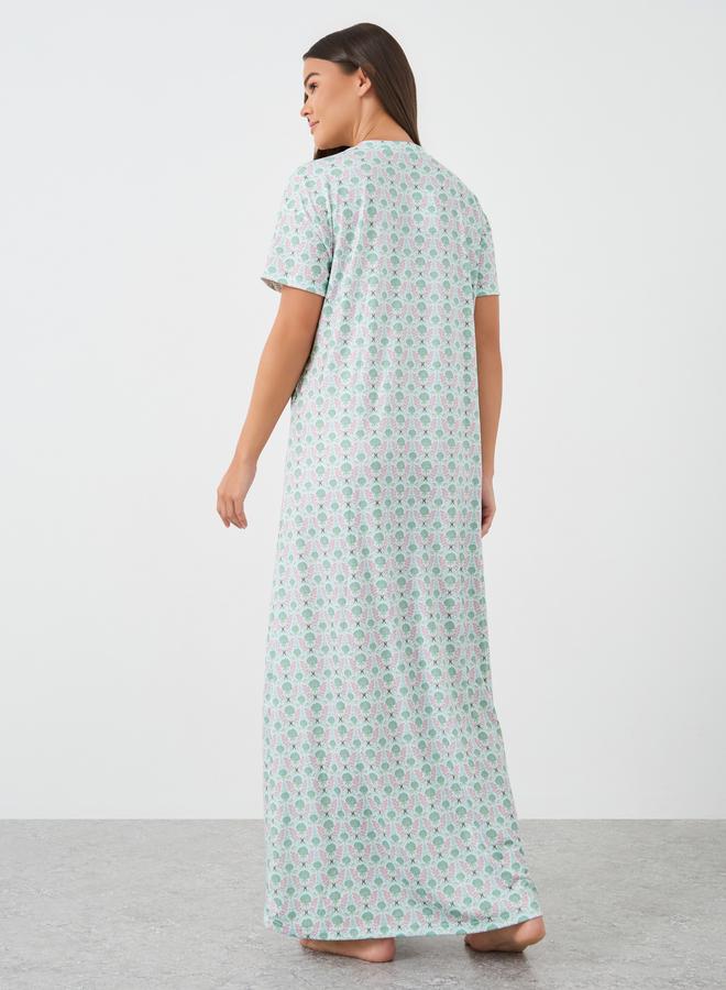 ستايلي قميص نوم قصير مطبوع بالزهور بالكامل - Image 4