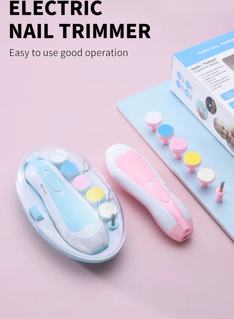 بيبي بي مبرد أظافر كهربائي للأطفال والرضع – جهاز آمن للعناية بأظافر الأطفال حديثي الولادة مع 6 رؤوس ملونة – تصميم هادئ وخفيف – مثالي للبنات والأولاد - Image 1