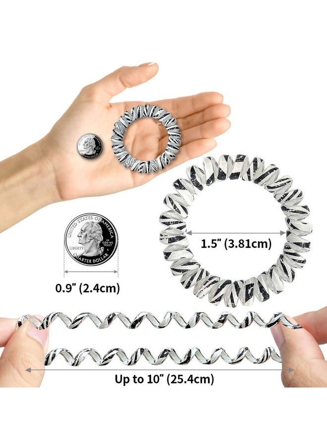 BelleJiu - BeliJiu Spiral Coil Hair Ties - Animal Pattern 12P - Phone Cord Hair Ties, Elastic Hair Ties for Women, Wrinkle Free, Long Lasting, Ponytail, Pain Free Hair Accessories, Curly, Straight Hair, All Hair - Image 1