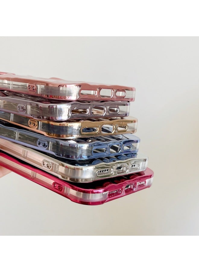 Solid Color Electroplated Pleated Pattern For IPhone15pro Max Mobile Phone Case Apple 16 14/13 Advanced Sense-Color:LJ Pleated Plating Light Purple-Applicable Model:13 (without Packaging)