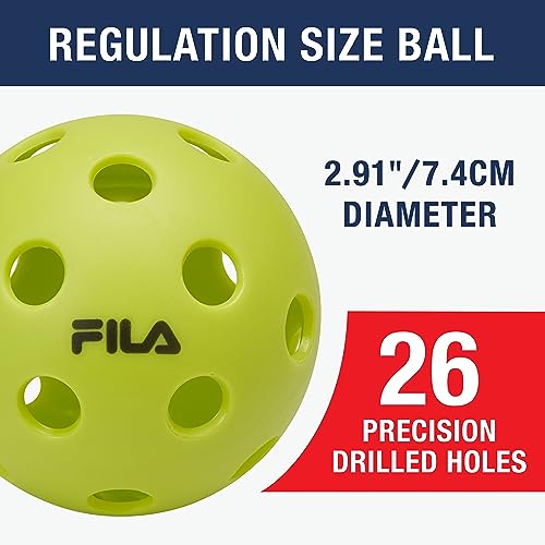 FILA Accessories Indoor Pickleball Balls - Official Indoor Pickleballs, Regulation Size with 26 Holes (Lime), Pack of 4 - Image 4