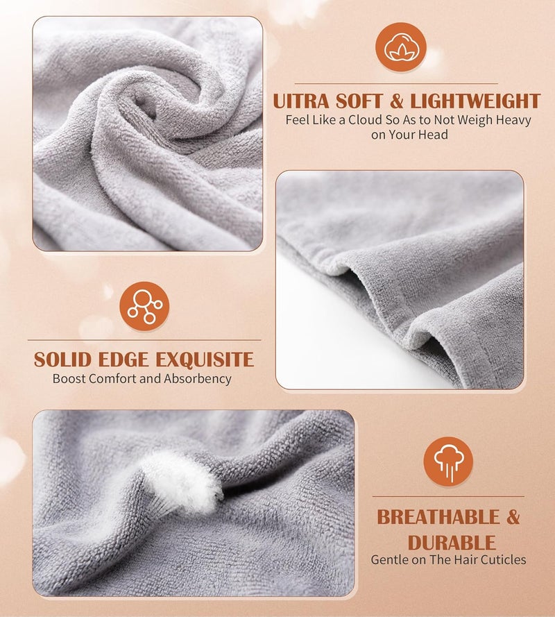 POPCHOSE Microfiber Hair Towel Wrap POPCHOSE Ultra Absorbent, Fast Drying Hair Turban Soft, No Frizz Hair Wrap Towels for Women Wet Hair, Curly, Longer, Thicker Hair - Image 2