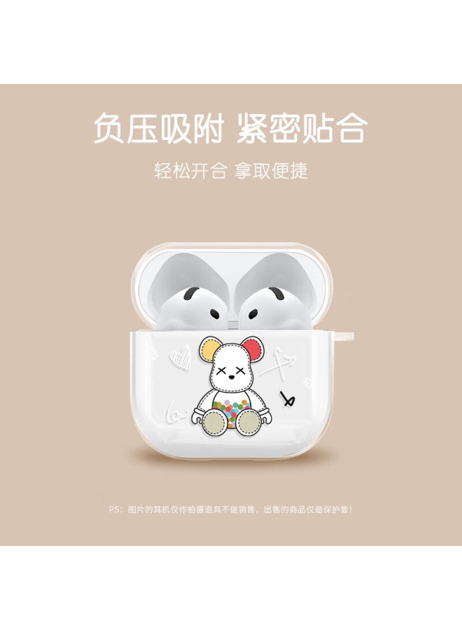 Yingkaida Compatible With Apple Airpods 4 Case , Apple Earphone Protective Cover, Wireless Bluetooth Earphone Case, Non-slip Creative Shockproof Transparent Soft Shell Storage Box