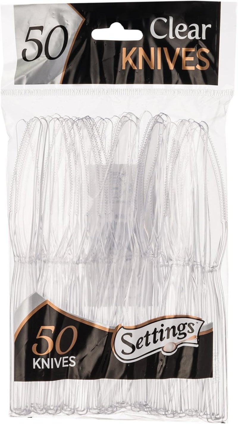 Settings [100 Count] Plastic Clear Knives, Heavyweight Disposable Cutlery, Great For Home, Office, School, Party, Picnics, Restaurant, Take-out Fast Food, Outdoor Events, Or Every Day Use, 2 Bags - Image 3