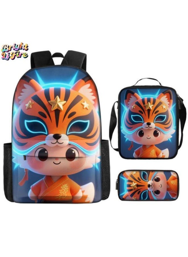 Bright Li Fire Fashion is unlimited! Cartoon bag three-piece set, suitable for a variety of scenes for students and teenagers (available for students, children, friends on outings, mountain climbing, schooling, etc.) - 17 - Image 1