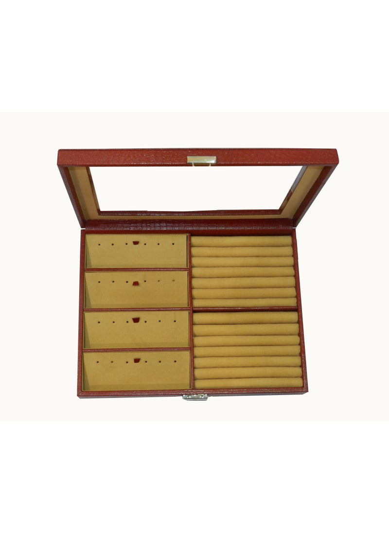 LAVERI LEATHER - Laveri Genuine Leather Earring Box And Ring Organizer Storage Stud Tray Showcase Storage Case - Image 1
