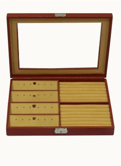 Laveri Genuine Leather Earring Box And Ring Organizer Storage Stud Tray Showcase Storage Case