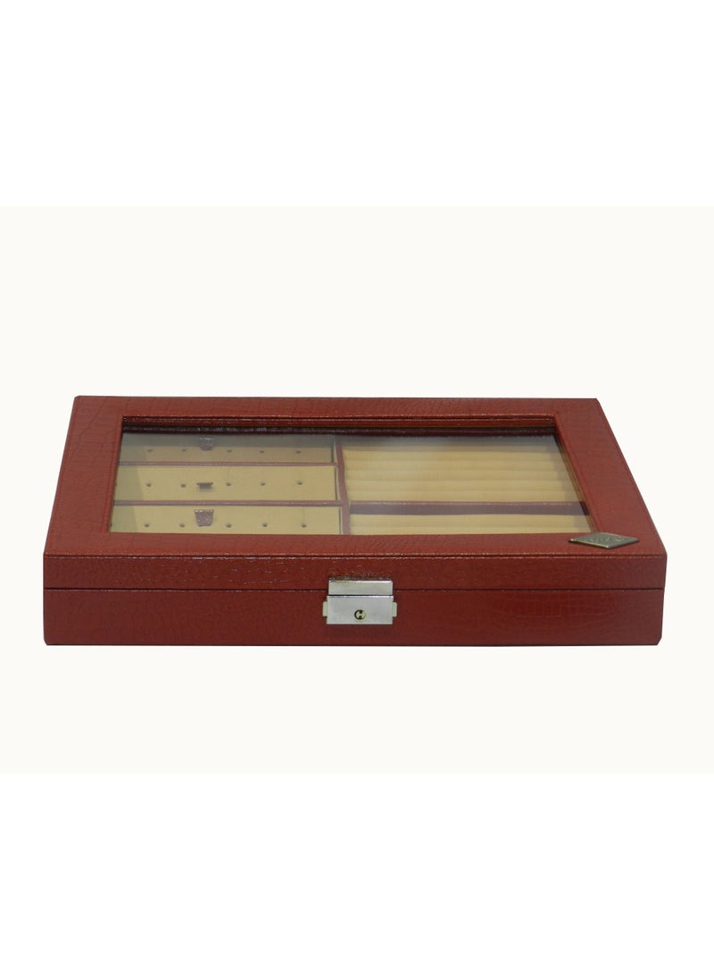LAVERI LEATHER - Laveri Genuine Leather Earring Box And Ring Organizer Storage Stud Tray Showcase Storage Case - Image 1