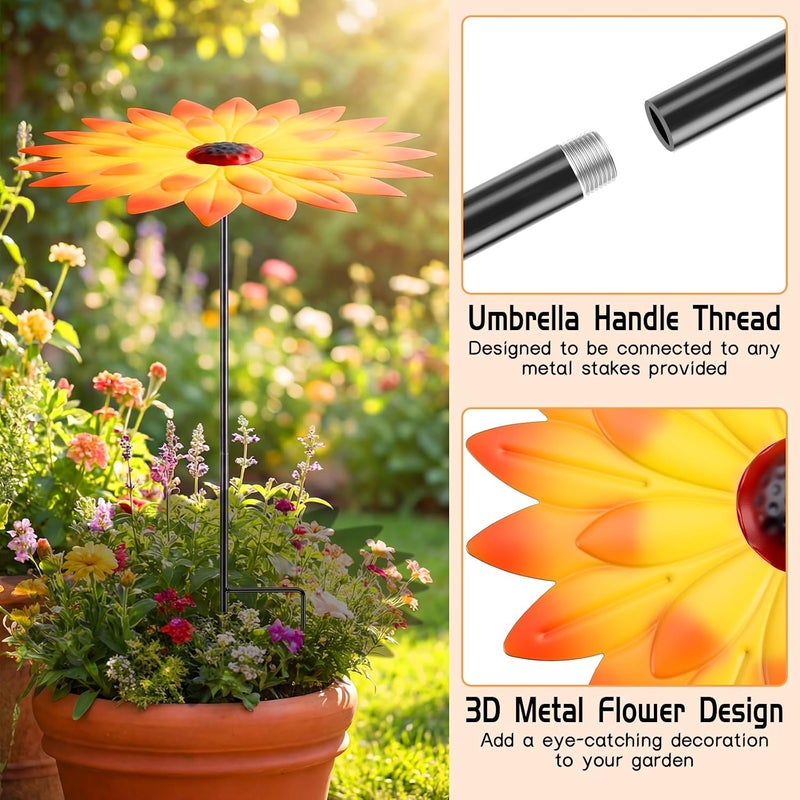 Axcoix 2 Pack Metal Plant Umbrellas for Outdoor Plants, 12" Realistic Flower Design Garden Plant Umbrella Shade, Decorative Sun Shade Disk for Plants, Potted Plants, Garden Beds - Image 3