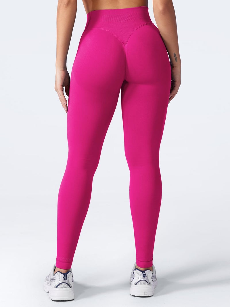 VOYJOY Women Seamless Impact Leggings Scrunch Workout Leggings Medium Waist Tummy Control Butt Lifting Gym Yoga Pants Rose Pink S - Image 2