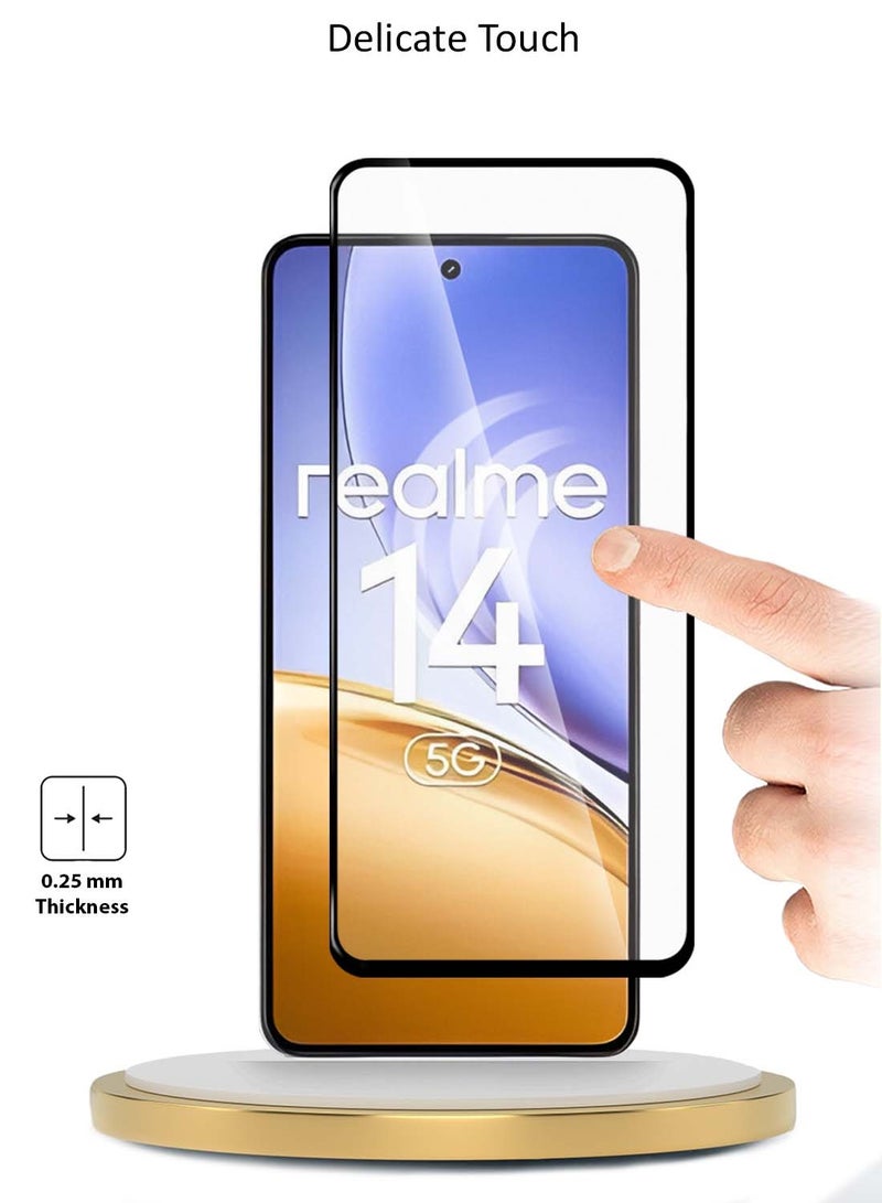Wtech Realme 14 5G 2025 Premium E2E Series Full Glue Full Cover Tempered Glass Screen Protector (MSGECN) - Clear/Black - Image 4