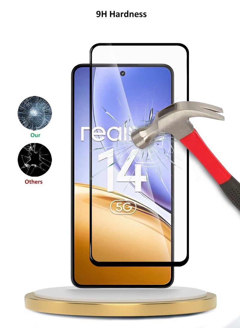 Wtech Realme 14 5G 2025 Premium E2E Series Full Glue Full Cover Tempered Glass Screen Protector (MSGECN) - Clear/Black - Image 3