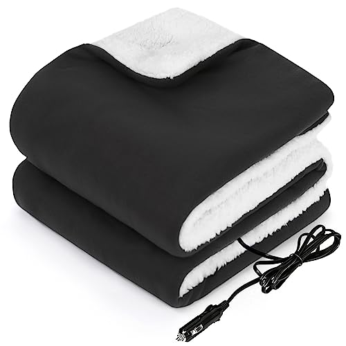 Sealy 12-Volt Heated Car Blanket, Portable Electric Blanket with 3 Heating Levels & 4 Hours Auto Off for Car, Truck, SUV, RV or Camping, Machine Washable, 59" X 43", Charcoal - Image 1