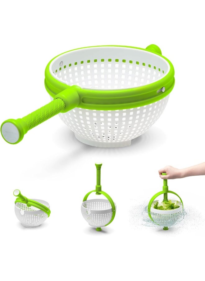 Dreamfarm - Spina | Easy To Use Salad Spinner | Non Scratch Nylon Spinning Colander | Lettuce Spinner | Colander With Collapsible Handle | White And Green - Image 1