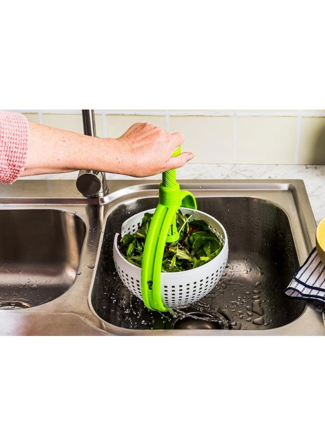 Dreamfarm - Spina | Easy To Use Salad Spinner | Non Scratch Nylon Spinning Colander | Lettuce Spinner | Colander With Collapsible Handle | White And Green - Image 1