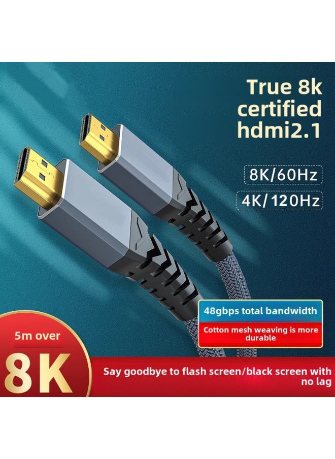 Generic HDMI Cable HD 2.1 Connection 8k Computer TV Monitor 240hz Projector Extended 4k Data-Color:Grey-Line Length:2M  - Image 2