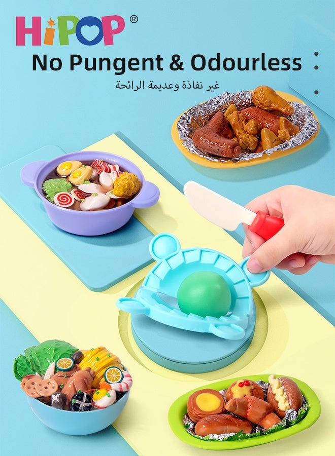 هيبوب مجموعة لعبة الطين للأطفال مكونة من 50 قطعة، آلة تشكيل الطين على شكل طائرة للأطفال الصغار، مجموعة صنع معكرونة الطين للبنين والبنات، هدية تمثيلية لحفلات أعياد الميلاد وعطلات نهاية الأسبوع للأطفال. - Image 2