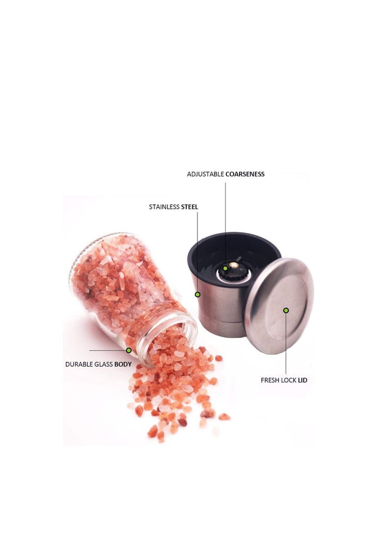 Excellence Set Of Salt And Pepper Grinder 2 Pack Shakers with Stand Stainless Steel Spice Mill For Adjustable Coarseness - Image 2