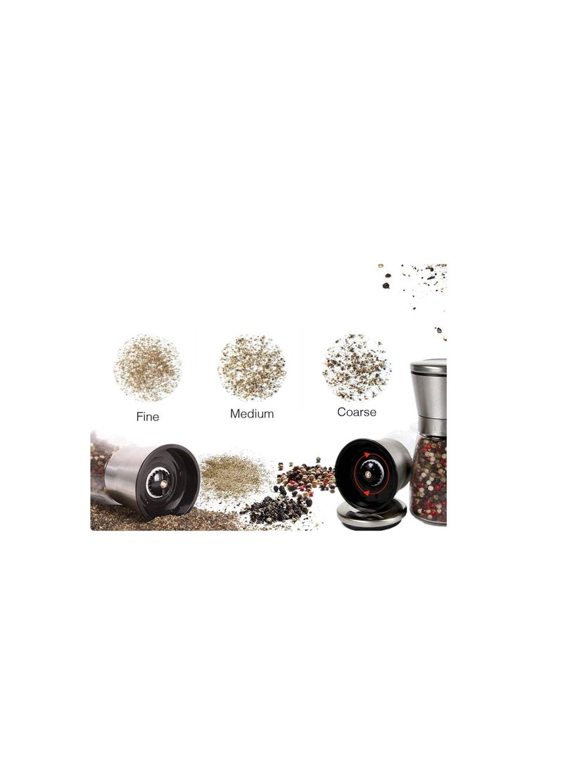 Excellence Set Of Salt And Pepper Grinder 2 Pack Shakers with Stand Stainless Steel Spice Mill For Adjustable Coarseness - Image 3