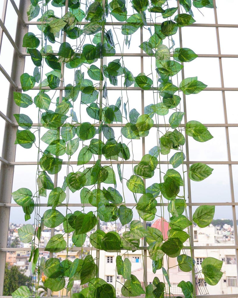 Go Hooked Go Hooked Pack of 8 Creepers Artificial Garland Money Plant Leaf Creepers for Home Decoration Party Dcor 8 Creepers 30 Leaves in 1 Creeper 6 Foot Each Green 1 Centimeters  - Image 5