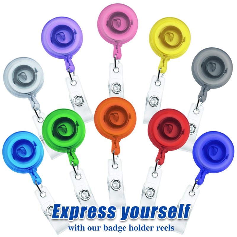 KAKAMINA 30 Pack Frosted Retractable Badge Reels with 24" Cord, ID Badge Holders Clips for Work, Office, Hospital, Events (Frosted Transparent) - Image 5