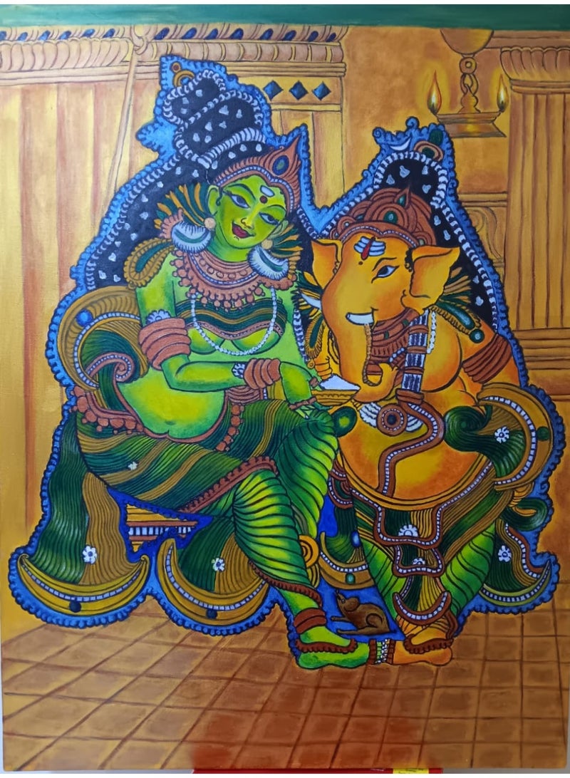 Traditional Lord Ganesha Wall Art Colorful Artistic Design