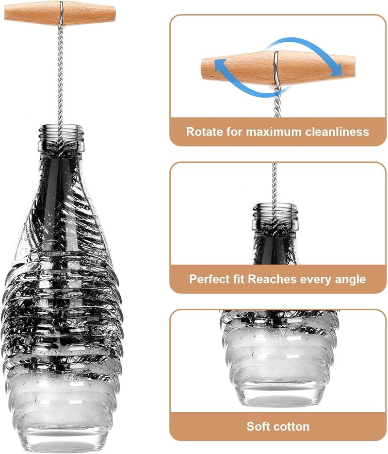 KASTWAVE Cleaning Bottle Brush, Bottle Brush Cleaning Set for cleaning Narrow Neck glass pipe, Wine Glass, Tea Coffee Cup, Sports Water Bottles, Kettle Brush, Straw brush, Tube and baby bottle brush(4 Pack) Upgraded classic design - Image 3