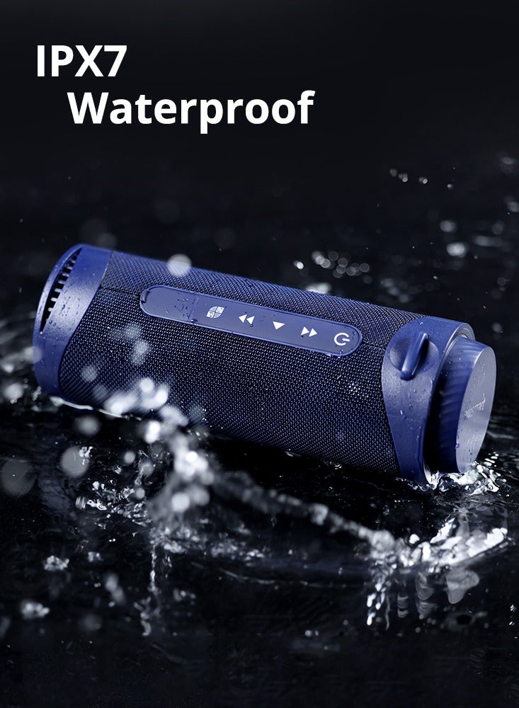 Tronsmart T7 30W Bluetooth Speaker, Portable Wireless Speaker with LED Lights Stereo Sound IPX7, AUX, Micro SD,TF Card (Blue) - Image 5