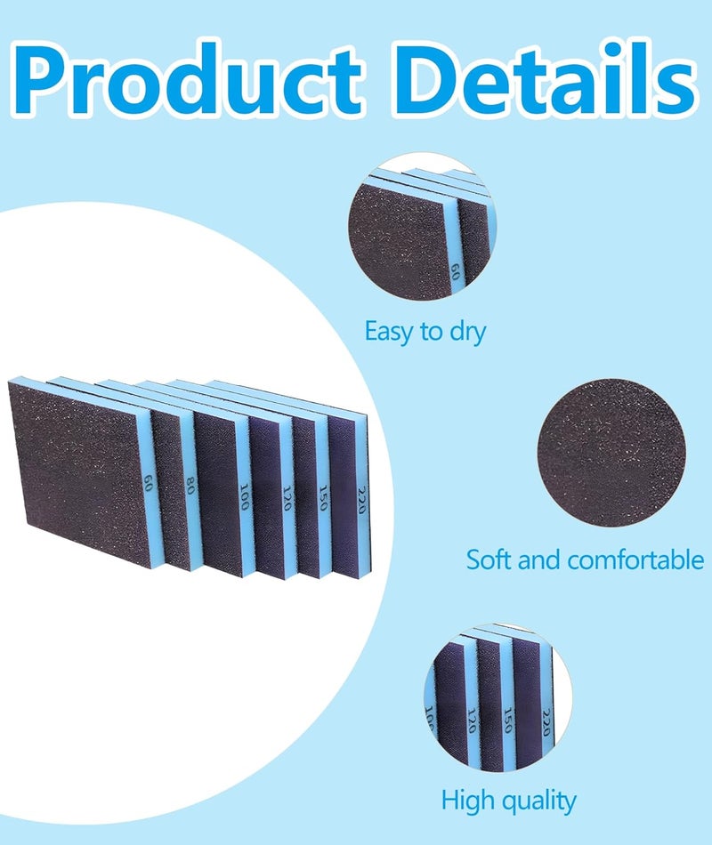 Buildcon 6 قطع ورق صنفرة، ورق صنفرة 120 حبيبة للخشب والمعادن، 12 * 10 * 1.2 سم ورق صنفرة رطب وجاف للسيارات لتنظيف الجدران - Image 2